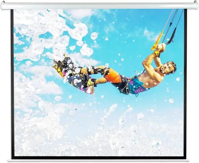 Main image of Pyle 84" Portable Motorized Matte White Projector Screen - Automatic Projection Display With Wall/Ceiling Mount, Remote And Case - For Home Movie Theater, Slide/Video Showing - Prjelmt86
