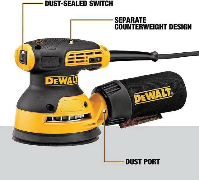 Alt view image 2 of 7 - Dewalt Random Orbit Sander, Variable Speed, 5-Inch (Dwe6423)