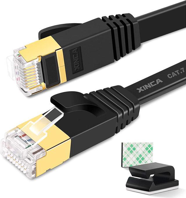 Cat 7 Ethernet Cable 50 ft, High Speed Long Flat LAN Cable RJ45 Connectors  (C1)