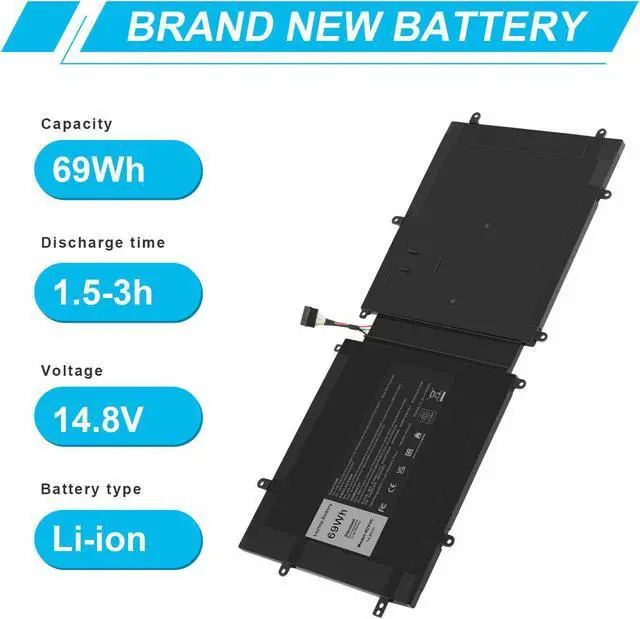 Alt view image 5 of 7 - 4Dv4C Battery For Dell Xps 18 1810 1820 Series Tablet 063Fk6 63Fk6 D10H3 69Wh