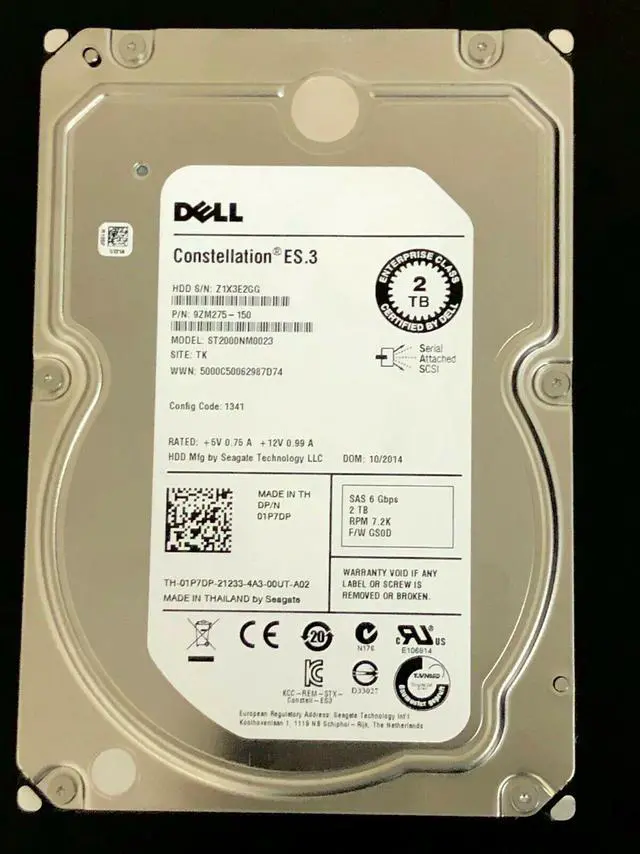 Alt view image 3 of 8 - Dell 1P7DP 2TB 7200 RPM SAS 6Gb/s 3.5" Internal Hard Drive