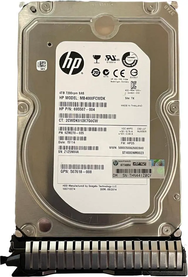 Alt view image 3 of 3 - HPE 695510-B21 4 TB Hard Drive - 3.5" Internal - SAS (6Gb/s SAS)