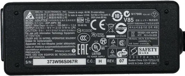 Alt view image 6 of 6 - Genuine Delta ADP-40PH BB AC Adapter 19V 2.1A Power Charger 40W W/Cord