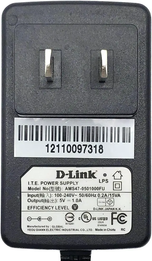 Alt view image 2 of 6 - New Genuine D-Link AMS47-0501000FU Wall AC/DC Power Adapter 5V 1A OEM