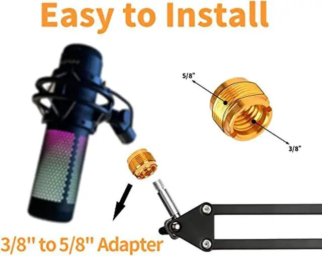 Alt view image 4 of 7 - Quadcast Boom Arm - Adjustable Heavy Duty Suspension Mic Stand With Upgraded Desk Clamp Compatible With Hyperx Quadcast S Rgb Usb Condenser Mic And Hyperx Solocast Usb Condenser Gaming Microphone