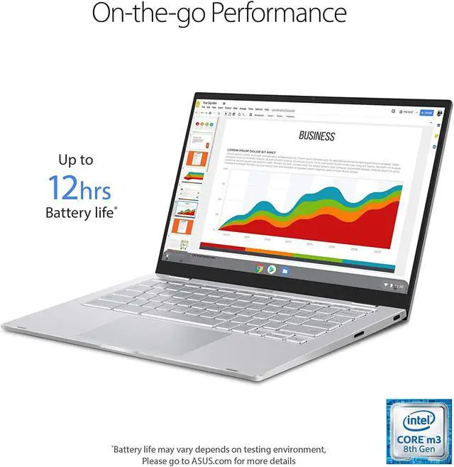 Alt view image 5 of 7 - ASUS Chromebook C425 Clamshell Laptop, 14" FHD 4-Way NanoEdge Touch Screen, Intel Core m3-8100Y Processor, 4GB RAM, 128GB eMMC Storage, Backlit KB, Silver, Chrome OS, C425TA-AS348FT