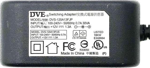 Alt view image 2 of 5 - NEW Genuine DVE Switching AC DC Adapter 12V 1.3A Model DVS-120A13FUS OEM