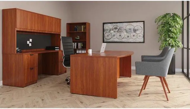 Alt view image 6 of 6 - Lorell PD3066LSPGE Prominence 2.0 Gray Elm Laminate Desk Unit