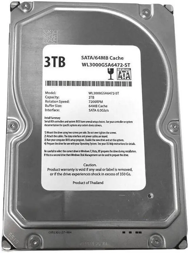 Alt view image 2 of 5 - 3TB 7200RPM 64MB Cache SATA III 6Gb/s 3.5" Hard Drive (PC/Mac/DVR)