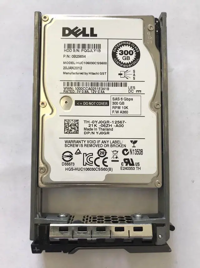 Main image of Dell YJ0GR 300GB 10k RPM 6Gbps SAS 2.5" Hard Drive w/ Caddy R Series 0B25654