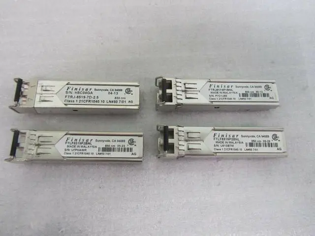 Main image of Qty (4) Finisar 850nm 1000SX Transceiver SFP Module P/N: FTLF8519P2BNL