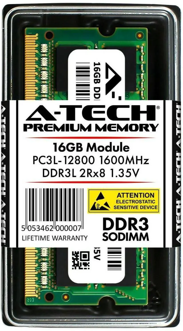 Main image of A-Tech 16GB DDR3 PC3L-12800S Laptop SODIMM DDR3L 1600 Memory RAM Stick Single 1x