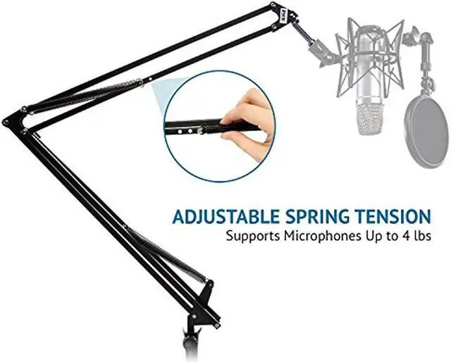 Alt view image 3 of 9 - LyxPro DKR-1 Adjustable Microphone Suspension Scissor Boom Arm Mic Stand – Broadcasting, Voiceover, Home Studio Radio & TV Station – Desk Attachment and Clamp, Supports Blue Yeti Snowball