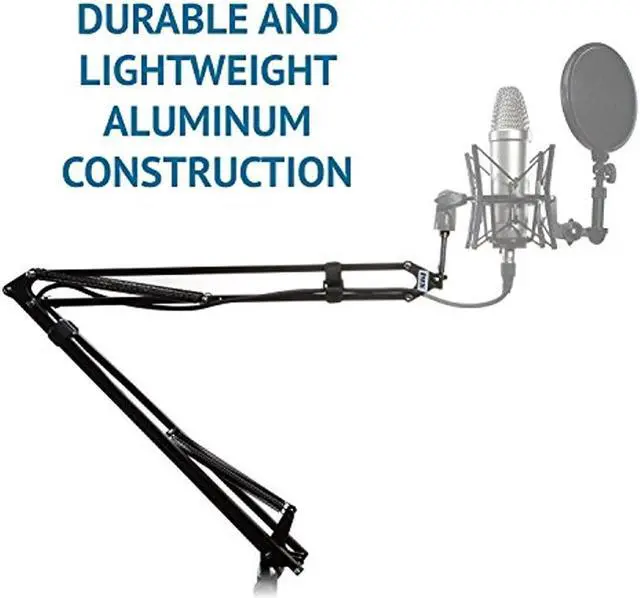 Alt view image 6 of 9 - LyxPro DKR-1 Adjustable Microphone Suspension Scissor Boom Arm Mic Stand – Broadcasting, Voiceover, Home Studio Radio & TV Station – Desk Attachment and Clamp, Supports Blue Yeti Snowball