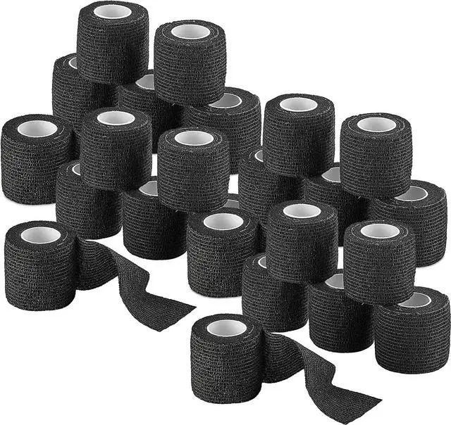 Alt view image 2 of 7 - Vet Wrap - (Pack of 24-2 inch x 5 Yard Rolls) Self Adherent Wrap Cohesive Compression Bandage and Medical Gauze Bandage Roll Tape for Dogs, Cats, Horses, Black