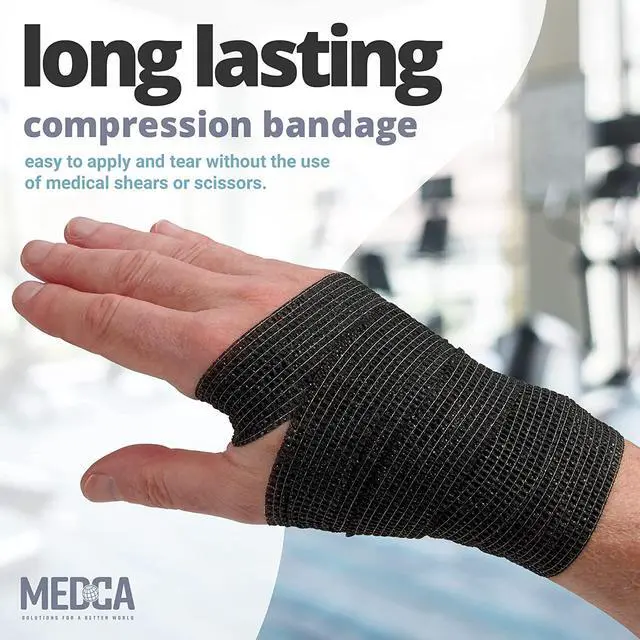 Alt view image 3 of 7 - Self-Adherent Cohesive Bandage - Pack of 12 Rolls - 1" Wide x 5 Yards - Athletic Sports Tape for Medical Use, Sports, First Aid and Helps Protect Skin, Black