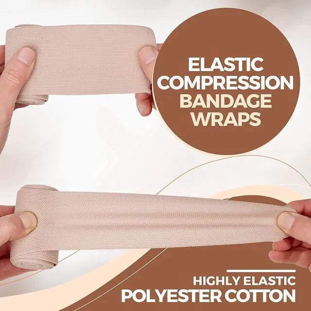 Alt view image 3 of 7 - Elastic Compression Bandage Wrap - Premium Quality (Set of 4) w/ 4 Extra Hooks, Athletic Sport Support Rolls for Ankle, Wrist, Arm, Leg Sprains, First Aid Bandages Roll Measures 2", 3", 4", 6" x 5 Ft