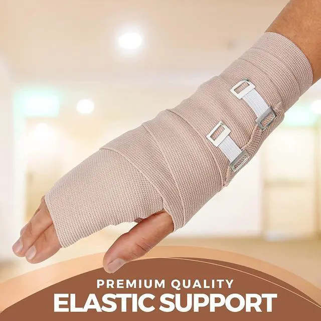 Alt view image 5 of 7 - Elastic Compression Bandage Wrap - Premium Quality (Set of 4) w/ 4 Extra Hooks, Athletic Sport Support Rolls for Ankle, Wrist, Arm, Leg Sprains, First Aid Bandages Roll Measures 2", 3", 4", 6" x 5 Ft