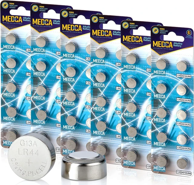 Main image of MEDca 1.5V Alkaline Batteries - LR44 AG13 357 303 SR44 Battery - Button Coin Cell for Hearing Aids and Amplifiers, Toys, Remotes, Calculators, Lasers | Long Lasting Power | Anti Corrosion | 60 PCS