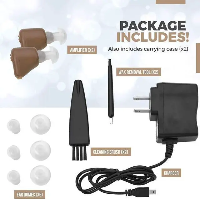 Alt view image 6 of 7 - Digital Hearing Amplifiers - (Set of 2) Mini ITE in-The-Ear Rechargeable Personal Sound Amplifier - High Quality and So Small It's Barely Visible