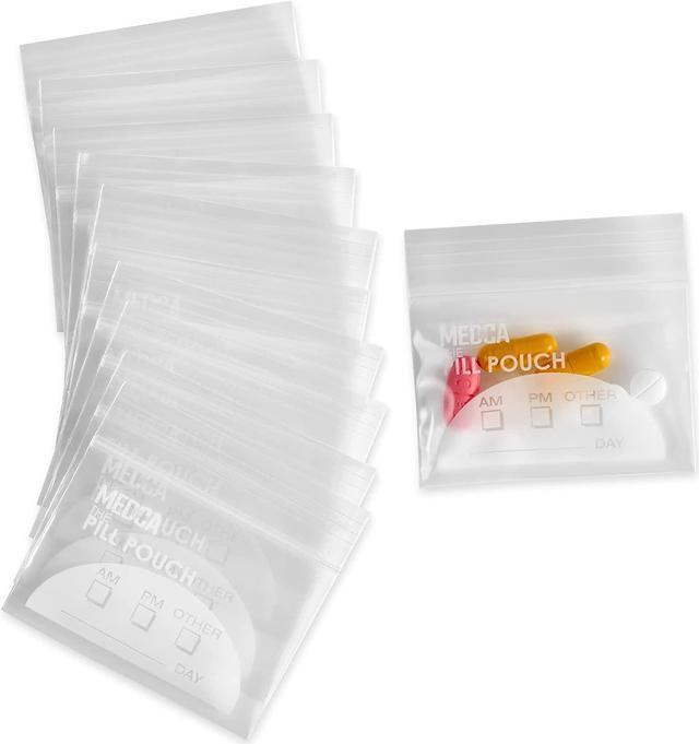 Medca Pill Bag Pouch, Reusable Plastic Pill Organizer Bags, Size 3 x 2 8 Mil - Extra-Thick (Pack of 100)