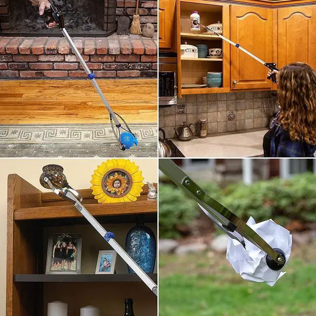 Alt view image 4 of 7 - Reacher Grabber Tool - (2-Pack) - Gripping Device - Lightweight Durable Folding Claw Extends Arm Reach to 32 Inches Ideal Indoor and Outdoor Reaching Mobility Aid and Trash Grabber Picker Upper Tool