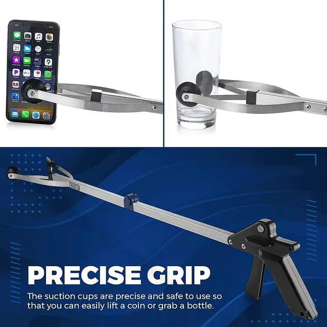 Alt view image 6 of 7 - Reacher Grabber Tool - (2-Pack) - Gripping Device - Lightweight Durable Folding Claw Extends Arm Reach to 32 Inches Ideal Indoor and Outdoor Reaching Mobility Aid and Trash Grabber Picker Upper Tool