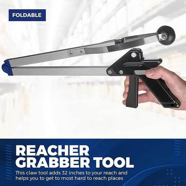 Alt view image 2 of 7 - Reacher Grabber Tool - (2-Pack) - Gripping Device - Lightweight Durable Folding Claw Extends Arm Reach to 32 Inches Ideal Indoor and Outdoor Reaching Mobility Aid and Trash Grabber Picker Upper Tool