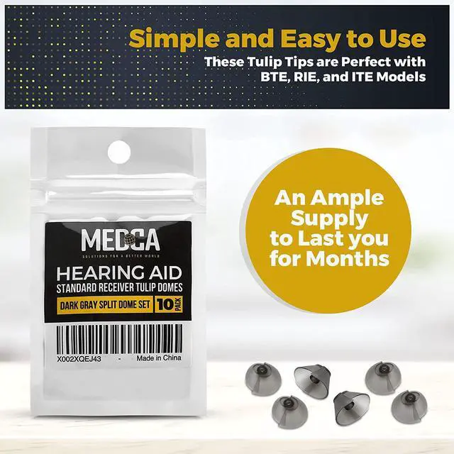 Alt view image 7 of 7 - MEDca Hearing Aid Standard Receiver Tulip Domes Compatible with GN Resound Sure Fit - Universal Invisible Tip Replacement Ear Domes for BTE PSAP Hearing Amplifiers and Open Fit Models (10)