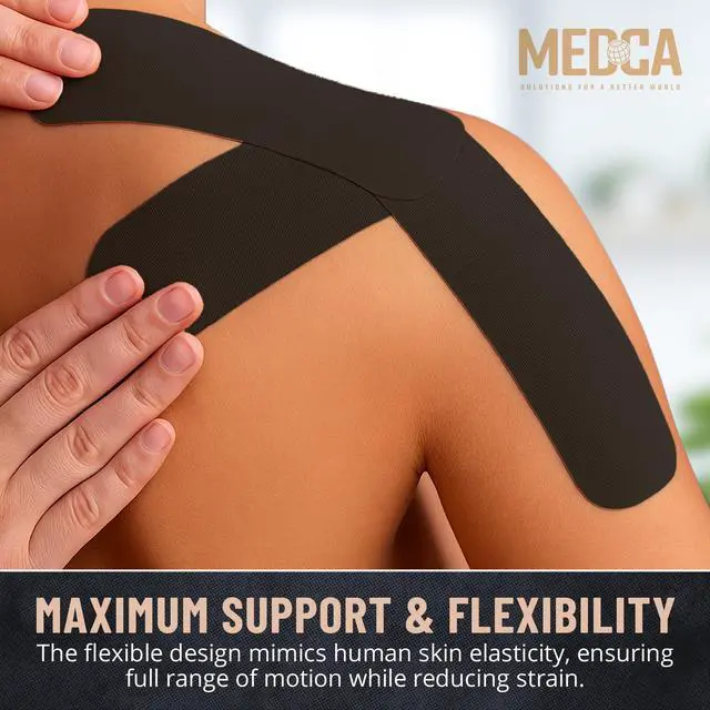 Alt view image 6 of 7 - Kinesiology Tape Rolls - Pack of 3 (2 Inch x 16 Ft / 5cm x 5m) - Latex-Free, Breathable Cotton - Strong Adhesive for Muscle & Joint Support - Water-Resistant & Sweatproof for Sports & Recovery, Black