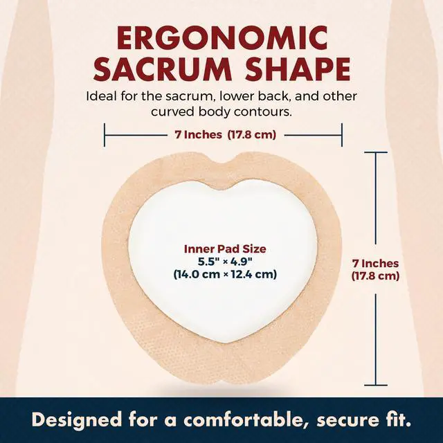 Alt view image 5 of 7 - MEDca Silicone Foam Sacrum Dressing with Adhesive Border, 7 x 7 Inch Waterproof Sacral Wound Bandage, Highly Absorbent 5-Layer Pressure Sore Dressing, Pack of 5