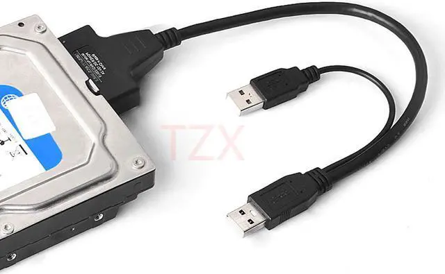 Main image of 1pcs USB 2.0 to SATA 15+7 Pin Data &Power USB Cable Adapter for 2.5 inch HDD SSD adpater
