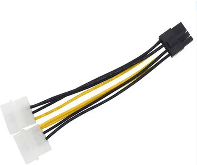 Alt view image 4 of 4 - 6 inch 2 x Molex 4 pin to 8-Pin PCI Express Video Card Pci-e ATX PSU Power Converter Cable - Molex to Pcie 8 pin (6+2) Adapter
