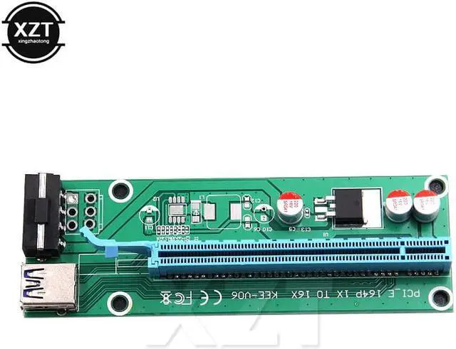 Alt view image 3 of 3 - est PCI-Express PCI-E 1X to 16X Riser Card Adapter PCIE Extender + USB3.0 Cable+SATA to 4Pin IDE Molex Power Cord