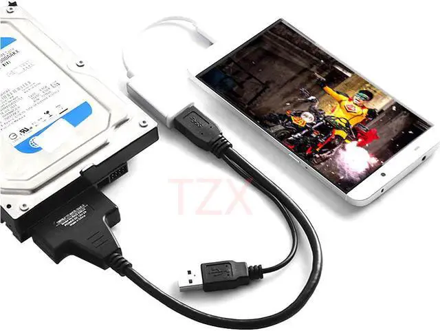 Alt view image 2 of 4 - 1pcs USB 2.0 to SATA 15+7 Pin Data &Power USB Cable Adapter for 2.5 inch HDD SSD adpater