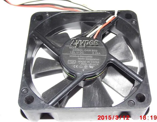 Alt view image 3 of 4 - NMB 6015 6CM 2406GL-04W-B59 T07 12V 0.26A 3 Wires 3 Pins Case Fan,cpu cooler