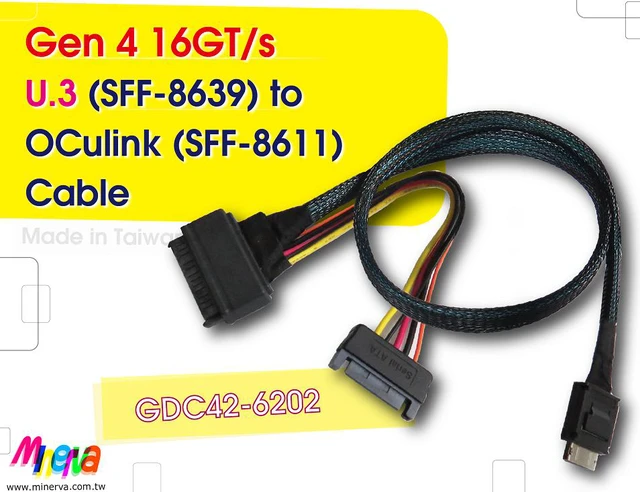 Main image of SFF-8611 to U.3 / PCIe Gen 4 16 GT/s Cable, 50cm