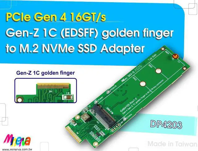Alt view image 2 of 6 - SFF-TA-1006 PCIe Gen4 Golden Finger to M.2 NVMe SSD Adapter