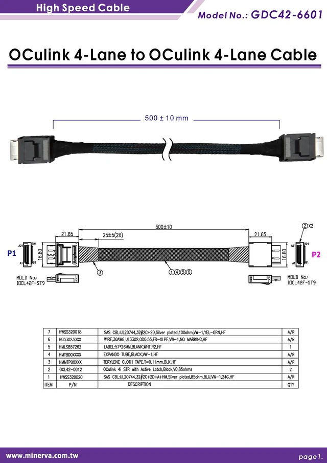 Alt view image 4 of 7 - OCulink 4i to OCulink 4i/PCIe Gen 4 16 GT/s Cable, 50cm