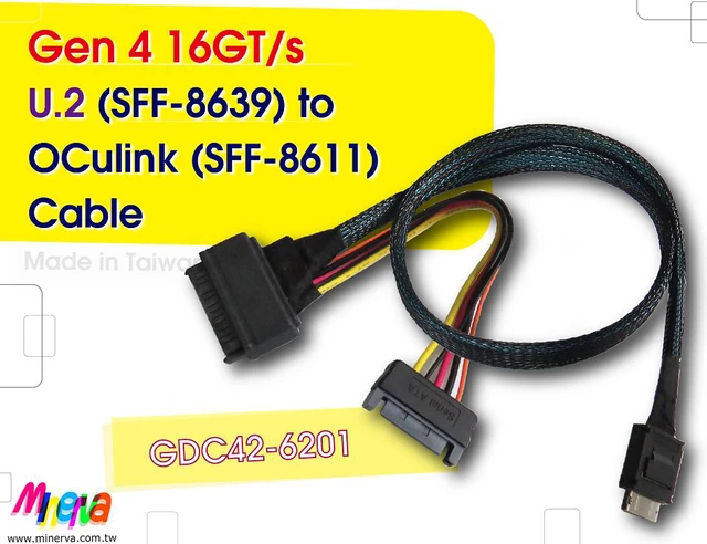 Main image of OCulink to SFF-8639 (U.2) / PCIe Gen 4 16 GT/s Cable, 50cm