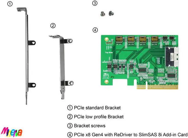Alt view image 4 of 4 - PCIe x8 Gen 4 with ReDriver to SlimSAS 8i