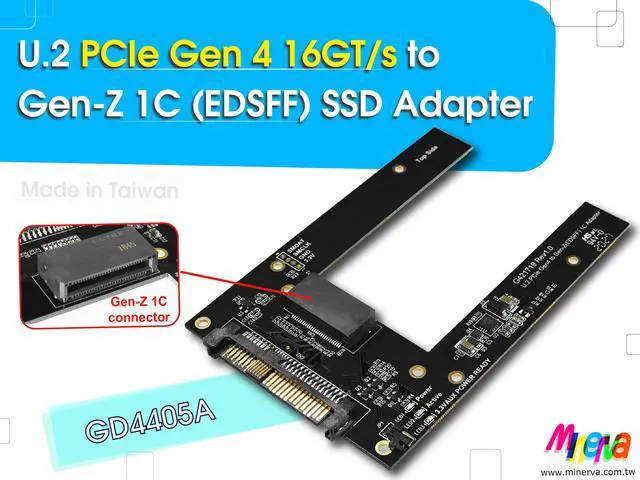 Main image of U.2 PCIe 4.0 to EDSFF 1C with +12V Efuses&Hot Swap Power Controllers