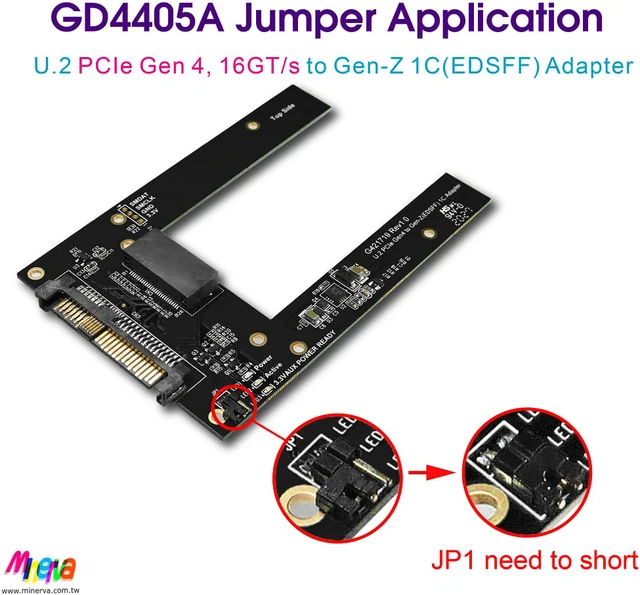 Alt view image 5 of 7 - U.2 PCIe 4.0 to EDSFF (Gen-Z) 1C Adapter for Intel DC P4511 E1.S EDSFF & PCIe Gen4 OCulink 4i (SFF-8611) to U.2 (SFF-8639) Cable/100cm KIT
