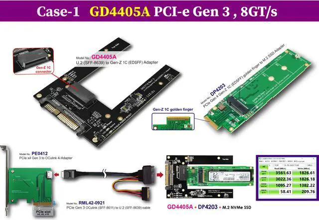 Alt view image 6 of 6 - U.2 PCIe Gen 4, 16GT/s to Gen-Z 1C (EDSFF) for WD Ultrastar DC SN840 E1.L SSD