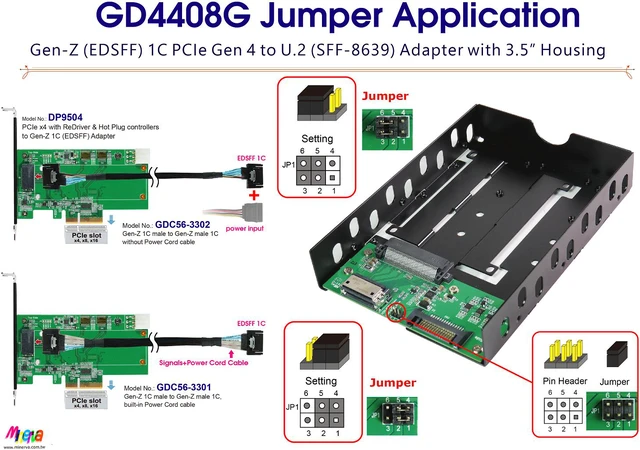 Alt view image 4 of 5 - SFF-TA-1002 to U.2 NVMe SSD with Hot Swap Power Protection + 3.5" Tray