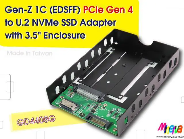 Main image of EDSFF 1C PCIe 4.0 to U.2 NVMe SSD with 3.5" Enclosure