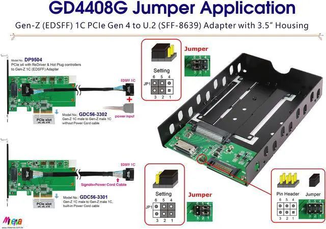 Alt view image 4 of 5 - EDSFF 1C PCIe 4.0 to U.2 NVMe SSD with 3.5" Enclosure
