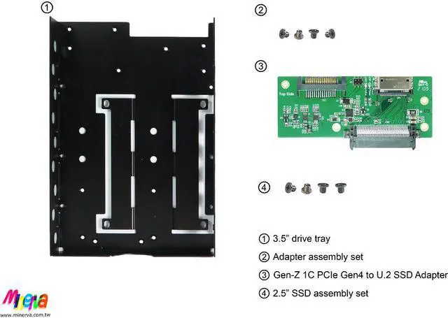 Alt view image 5 of 5 - EDSFF 1C PCIe 4.0 to U.2 NVMe SSD with 3.5" Enclosure