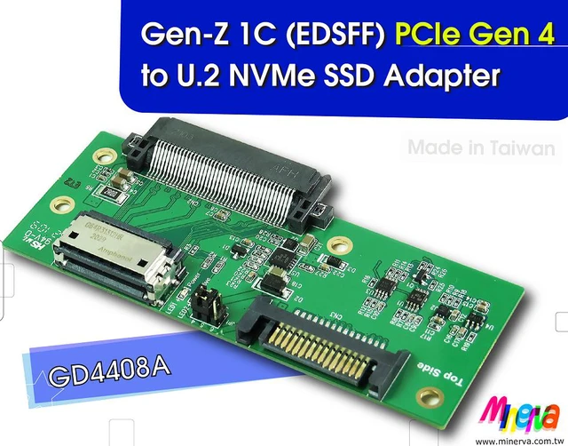 Main image of Gen-Z 1C PCIe 4.0 to U.2(SFF-8639) NVMe SSD Adapter with Hot Swap Power Protection