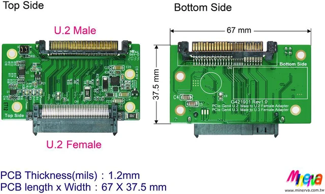 Alt view image 5 of 7 - PCIe 4.0 Gen-Z 1C (EDSFF) to U.2 Cable, 50cm & U.2 (SFF-8639) Male PCIe Gen 4 to U.2 Female Adapter KIT